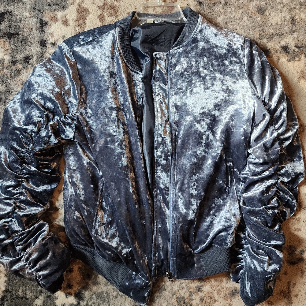 Womens blue velvet jacket
